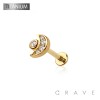 IMPLANT GRADE TITANIUM THREADLESS PUSH IN CZ MOON LABRET STUD SET
